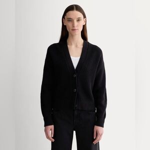 Everlane The Boxy Cardigan in Everyday Cotton (Black)